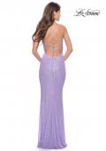 Picture of: Simple Line Sequin Dress with Lace Up Back in Periwinkle, Style: 31362, Detail Picture 2