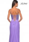 Picture of: Fitted Jersey Gown with Pretty Beaded Rhinestone Illusion Bodice in Periwinkle, Style: 32089, Detail Picture 2