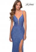 Picture of: Floor Length Lace Prom Dress with Sheer Bodice in Periwinkle, Style: 28591, Detail Picture 3