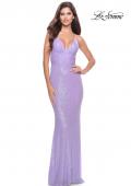 Picture of: Simple Line Sequin Dress with Lace Up Back in Periwinkle, Style: 31362, Detail Picture 5