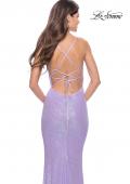 Picture of: Simple Line Sequin Dress with Lace Up Back in Periwinkle, Style: 31362, Detail Picture 6