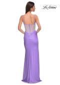 Picture of: Prom Dress with Corset Top and Sheer Illusion Back in Periwinkle , Style 32962, Detail Picture 6