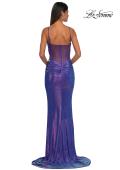 Picture of: Gorgeous Metallic Prom Dress with Ruching and Illusion Back in Periwinkle, Style: 33034, Detail Picture 6