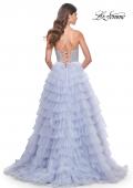 Picture of: Neon Tiered Ruffle Tulle Prom Dress with Rhinestone Embellished Bodice in Periwinkle, Style: 32335, Detail Picture 7