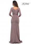 Picture of: Three Quarter Sleeve Jersey Dress with Ruching in Pewter, Style: 28197, Back Picture