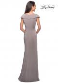 Picture of: Satin Floor Length Gown with Ruched Detailing in Pewter, Style: 26523, Detail Picture 5