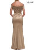 Picture of: Off the Shoulder Stretch Satin Evening Dress in Pewter, Style: 31621, Detail Picture 6