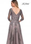 Picture of: A Line Gown with Sheer Three-Quarter Sleeves in Pink Gray, Detail Picture 2