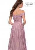 Picture of: Metallic Chiffon Gown with Off the Shoulder Top in Pink Metallic, Style 29172, Detail Picture 2