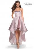 Picture of: Metallic High-Low Strapless Dress with Pockets in Pink, Style: 27783, Main Picture