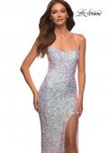 Picture of: Iridescent Long Sequin Prom Dress with Slit in Pink, Main Picture