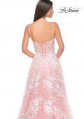 Picture of: Sequin Lace Print Tulle A-Line Prom Dress with Illusion Bodice in Pink, Style: 32223, Detail Picture 14