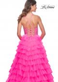 Picture of: Neon Tiered Ruffle Tulle Prom Dress with Rhinestone Embellished Bodice in Pink, Style: 32335, Detail Picture 15