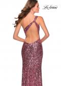 Picture of: Glamorous One Shoulder Sequin Prom Gown in Pink, Style: 28596, Back Picture