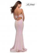 Picture of: Iridescent Sequin Gown with High Pyramid Neckline in Pink, Style: 28614, Back Picture