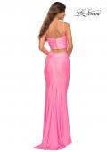 Picture of: Two Piece Dress with Rhinestone Diamond Straps in Pink, Back Picture