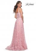 Picture of: Floral Embellished A-Line Dress with Bustier Illusion Top in Pink, Style: 31996, Back Picture