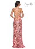Picture of: Sequin Paillette Pink Prom Dress with Slit in Pink , Style 32550, Back Picture