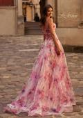 Picture of: Beautiful Floral Organza Print Dress with Slit in Pink , Style 32686, Back Picture
