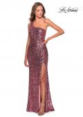Picture of: Glamorous One Shoulder Sequin Prom Gown in Pink, Style: 28596, Detail Picture 1