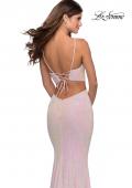 Picture of: Iridescent Sequin Gown with High Pyramid Neckline in Pink, Style: 28614, Detail Picture 2