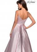 Picture of: Metallic Long Evening Gown with Plunging Neckline in Pink, Style: 27322, Detail Picture 3