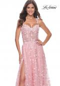 Picture of: Floral Embellished A-Line Dress with Bustier Illusion Top in Pink, Style: 31996, Detail Picture 3