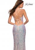Picture of: Iridescent Long Sequin Prom Dress with Slit in Pink, Detail Picture 4
