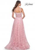 Picture of: Floral Embellished A-Line Dress with Bustier Illusion Top in Pink, Style: 31996, Detail Picture 4