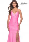 Picture of: Dramatic Jersey Rhinestone Gown with Train in Pink, Style: 30768, Detail Picture 6