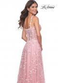 Picture of: Floral Embellished A-Line Dress with Bustier Illusion Top in Pink, Style: 31996, Detail Picture 6