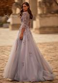 Picture of: Two Tone Tulle A-line Dress with Beaded Lace Applique in Pink Silver, Style: 32605, Back Picture