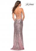 Picture of: Unique Pink and Silver Sequin Long Evening Dress in Pink Silver, Back Picture