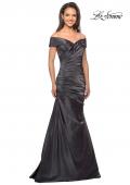 Picture of: Floor Length Off the Shoulder Gown with Ruching in Platinum, Style: 25656, Main Picture
