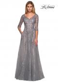 Picture of: Long Lace Gown with Sheer Sleeves and Pockets in Platinum, Style: 26959, Main Picture