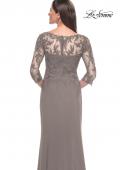 Picture of: Long Evening Gown with Lace Illusion Sleeves and Neckline in Platinum, Style: 30385, Detail Picture 8