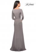 Picture of: Classic Long Dress with Three Quarter Sleeves in Platinum, Style: 25148, Back Picture