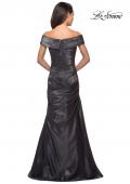 Picture of: Floor Length Off the Shoulder Gown with Ruching in Platinum, Style: 25656, Back Picture