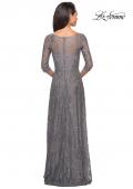 Picture of: Long Lace Dress with Empire Waist and 3/4 Sleeves in Platinum, Style: 27857, Detail Picture 2