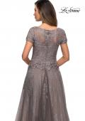 Picture of: A-line Dress with Lace Detail and Sheer Cap Sleeves in Platinum, Style: 28091, Detail Picture 2
