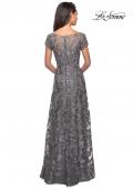 Picture of: Floor Length Short Sleeve Lace Gown in Platinum, Style: 26582, Detail Picture 3