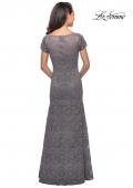 Picture of: Floor Length Lace Gown with Short Sleeves in Platinum, Style: 26875, Detail Picture 3