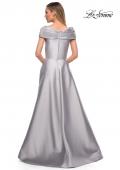 Picture of: Long A Line Off the Shoulder Gown with Pockets in Platinum, Detail Picture 3