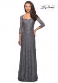 Picture of: Long Lace Gown with Sweetheart Neckline in Platinum, Style: 26427, Detail Picture 4