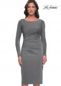 Picture of: Short Simple Jersey Dress with Flattering Ruching in Platinum, Style: 31015, Detail Picture 5