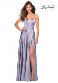 Picture of: Satin Formal Prom Gown with Scoop Neck and Pockets in Platinum, Style: 26977, Main Picture