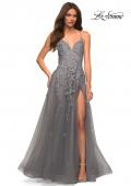 Picture of: Gorgeous Lace and Tulle Ball Gown with High Slit in Silver, Style: 30591, Main Picture