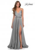 Picture of: Chiffon Prom Dress with Pleated Bodice and Pockets in Platinum, Style: 28611, Detail Picture 8