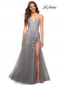 Picture of: Gorgeous Lace and Tulle Ball Gown with High Slit in Silver, Style: 30591, Detail Picture 8