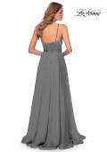 Picture of: Chiffon Prom Dress with Pleated Bodice and Pockets in Platinum, Style: 28611, Detail Picture 9